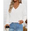 imageZESICA Womens Fall Oversized Sweaters 2025 Casual Long Sleeve V Neck Cable Knit Trendy Pullover TopsWhite