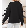 imageZESICA Womens Oversized Bow Sweaters Fall 2025 Cute Crewneck Long Sleeve Knit Pullover Sweater Jumper TopsBlack