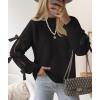 imageZESICA Womens Oversized Bow Sweaters Fall 2025 Cute Crewneck Long Sleeve Knit Pullover Sweater Jumper TopsBlack