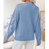 imageZESICA Womens Oversized Bow Sweaters Fall 2025 Cute Crewneck Long Sleeve Knit Pullover Sweater Jumper TopsBlue