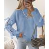 imageZESICA Womens Oversized Bow Sweaters Fall 2025 Cute Crewneck Long Sleeve Knit Pullover Sweater Jumper TopsBlue