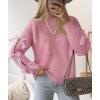 imageZESICA Womens Oversized Bow Sweaters Fall 2025 Cute Crewneck Long Sleeve Knit Pullover Sweater Jumper TopsPink