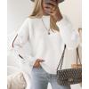 imageZESICA Womens Oversized Bow Sweaters Fall 2025 Cute Crewneck Long Sleeve Knit Pullover Sweater Jumper TopsWhite