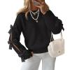 imageZESICA Womens Oversized Bow Sweaters Fall 2025 Cute Crewneck Long Sleeve Knit Pullover Sweater Jumper TopsBlack