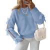 imageZESICA Womens Oversized Bow Sweaters Fall 2025 Cute Crewneck Long Sleeve Knit Pullover Sweater Jumper TopsBlue