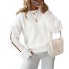 imageZESICA Womens Oversized Bow Sweaters Fall 2025 Cute Crewneck Long Sleeve Knit Pullover Sweater Jumper TopsWhite