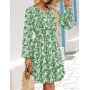 imageZESICA Fall Long Sleeve Floral Dress for Women 2025 Casual V Neck Smocked A Line Flowy Boho Mini Dresses with PocketsGreen