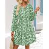 imageZESICA Fall Long Sleeve Floral Dress for Women 2025 Casual V Neck Smocked A Line Flowy Boho Mini Dresses with PocketsGreen