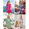 imageZESICA Fall Long Sleeve Floral Dress for Women 2025 Casual V Neck Smocked A Line Flowy Boho Mini Dresses with PocketsGreen