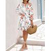 imageZESICA Fall Long Sleeve Floral Dress for Women 2025 Casual V Neck Smocked A Line Flowy Boho Mini Dresses with PocketsIvory