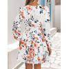 imageZESICA Fall Long Sleeve Floral Dress for Women 2025 Casual V Neck Smocked A Line Flowy Boho Mini Dresses with PocketsIvory