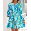imageZESICA Fall Long Sleeve Floral Dress for Women 2025 Casual V Neck Smocked A Line Flowy Boho Mini Dresses with PocketsLake