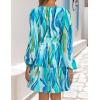 imageZESICA Fall Long Sleeve Floral Dress for Women 2025 Casual V Neck Smocked A Line Flowy Boho Mini Dresses with PocketsLake