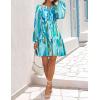 imageZESICA Fall Long Sleeve Floral Dress for Women 2025 Casual V Neck Smocked A Line Flowy Boho Mini Dresses with PocketsLake