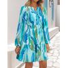 imageZESICA Fall Long Sleeve Floral Dress for Women 2025 Casual V Neck Smocked A Line Flowy Boho Mini Dresses with PocketsLake