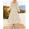 imageZESICA Womens 2025 Fall Floral Midi Dress Long Sleeve Smocked Flowy Long Wedding Guest Vacation DressesApricot