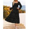 imageZESICA Womens 2025 Fall Floral Midi Dress Long Sleeve Smocked Flowy Long Wedding Guest Vacation DressesBlack