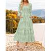 imageZESICA Womens 2025 Fall Floral Midi Dress Long Sleeve Smocked Flowy Long Wedding Guest Vacation DressesSage