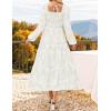 imageZESICA Womens 2025 Fall Floral Midi Dress Long Sleeve Smocked Flowy Long Wedding Guest Vacation DressesWhite