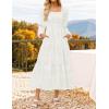 imageZESICA Womens 2025 Fall Floral Midi Dress Long Sleeve Smocked Flowy Long Wedding Guest Vacation DressesWhite