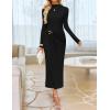 imageZESICA Womens 2025 Fall Long Sleeve Bodycon Dress Mock Neck Party Cocktail Wedding Guest Long Midi DressesBlack