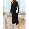 imageZESICA Womens 2025 Fall Long Sleeve Bodycon Dress Mock Neck Party Cocktail Wedding Guest Long Midi DressesBlack
