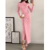 imageZESICA Womens 2025 Fall Long Sleeve Bodycon Dress Mock Neck Party Cocktail Wedding Guest Long Midi DressesPink