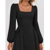 imageZESICA Womens Elegant Long Sleeve Cocktail Dresses 2025 Fall Square Neck A Line Flowy Wedding Guest Party DressBlack