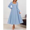 imageZESICA Womens Elegant Long Sleeve Cocktail Dresses 2025 Fall Square Neck A Line Flowy Wedding Guest Party DressBlue