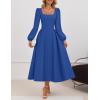 imageZESICA Womens Elegant Long Sleeve Cocktail Dresses 2025 Fall Square Neck A Line Flowy Wedding Guest Party DressDarkblue