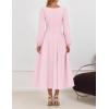 imageZESICA Womens Elegant Long Sleeve Cocktail Dresses 2025 Fall Square Neck A Line Flowy Wedding Guest Party DressPink