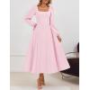 imageZESICA Womens Elegant Long Sleeve Cocktail Dresses 2025 Fall Square Neck A Line Flowy Wedding Guest Party DressPink