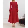 imageZESICA Womens Elegant Long Sleeve Cocktail Dresses 2025 Fall Square Neck A Line Flowy Wedding Guest Party DressRed