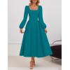 imageZESICA Womens Elegant Long Sleeve Cocktail Dresses 2025 Fall Square Neck A Line Flowy Wedding Guest Party DressTeal
