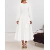 imageZESICA Womens Elegant Long Sleeve Cocktail Dresses 2025 Fall Square Neck A Line Flowy Wedding Guest Party DressWhite
