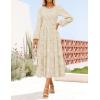 imageZESICA Womens Fall Boho Floral Midi Dress 2025 Casual Long Sleeve Crewneck Flowy Wedding Guest Long DressesApricot