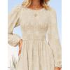 imageZESICA Womens Fall Boho Floral Midi Dress 2025 Casual Long Sleeve Crewneck Flowy Wedding Guest Long DressesApricot