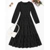 imageZESICA Womens Fall Boho Floral Midi Dress 2025 Casual Long Sleeve Crewneck Flowy Wedding Guest Long DressesBlack