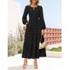 imageZESICA Womens Fall Boho Floral Midi Dress 2025 Casual Long Sleeve Crewneck Flowy Wedding Guest Long DressesBlack