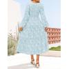 imageZESICA Womens Fall Boho Floral Midi Dress 2025 Casual Long Sleeve Crewneck Flowy Wedding Guest Long DressesBlue