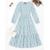 imageZESICA Womens Fall Boho Floral Midi Dress 2025 Casual Long Sleeve Crewneck Flowy Wedding Guest Long DressesBlue