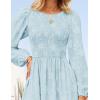 imageZESICA Womens Fall Boho Floral Midi Dress 2025 Casual Long Sleeve Crewneck Flowy Wedding Guest Long DressesBlue