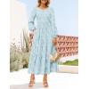 imageZESICA Womens Fall Boho Floral Midi Dress 2025 Casual Long Sleeve Crewneck Flowy Wedding Guest Long DressesBlue