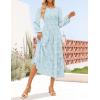 imageZESICA Womens Fall Boho Floral Midi Dress 2025 Casual Long Sleeve Crewneck Flowy Wedding Guest Long DressesBlue