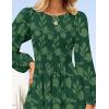 imageZESICA Womens Fall Boho Floral Midi Dress 2025 Casual Long Sleeve Crewneck Flowy Wedding Guest Long DressesDark Green