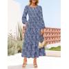 imageZESICA Womens Fall Boho Floral Midi Dress 2025 Casual Long Sleeve Crewneck Flowy Wedding Guest Long DressesDusty Blue