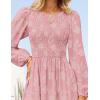 imageZESICA Womens Fall Boho Floral Midi Dress 2025 Casual Long Sleeve Crewneck Flowy Wedding Guest Long DressesPink