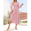 imageZESICA Womens Fall Boho Floral Midi Dress 2025 Casual Long Sleeve Crewneck Flowy Wedding Guest Long DressesPink