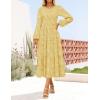 imageZESICA Womens Fall Boho Floral Midi Dress 2025 Casual Long Sleeve Crewneck Flowy Wedding Guest Long DressesYellow