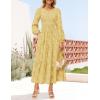 imageZESICA Womens Fall Boho Floral Midi Dress 2025 Casual Long Sleeve Crewneck Flowy Wedding Guest Long DressesYellow